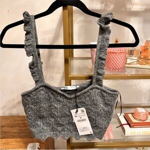 Zara knit crop top with ruffle straps